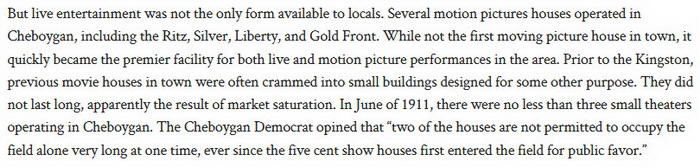 Kingston Theatre - Excerpt From Article By Matthew J Friday Cheboygan Daily Tribune (newer photo)